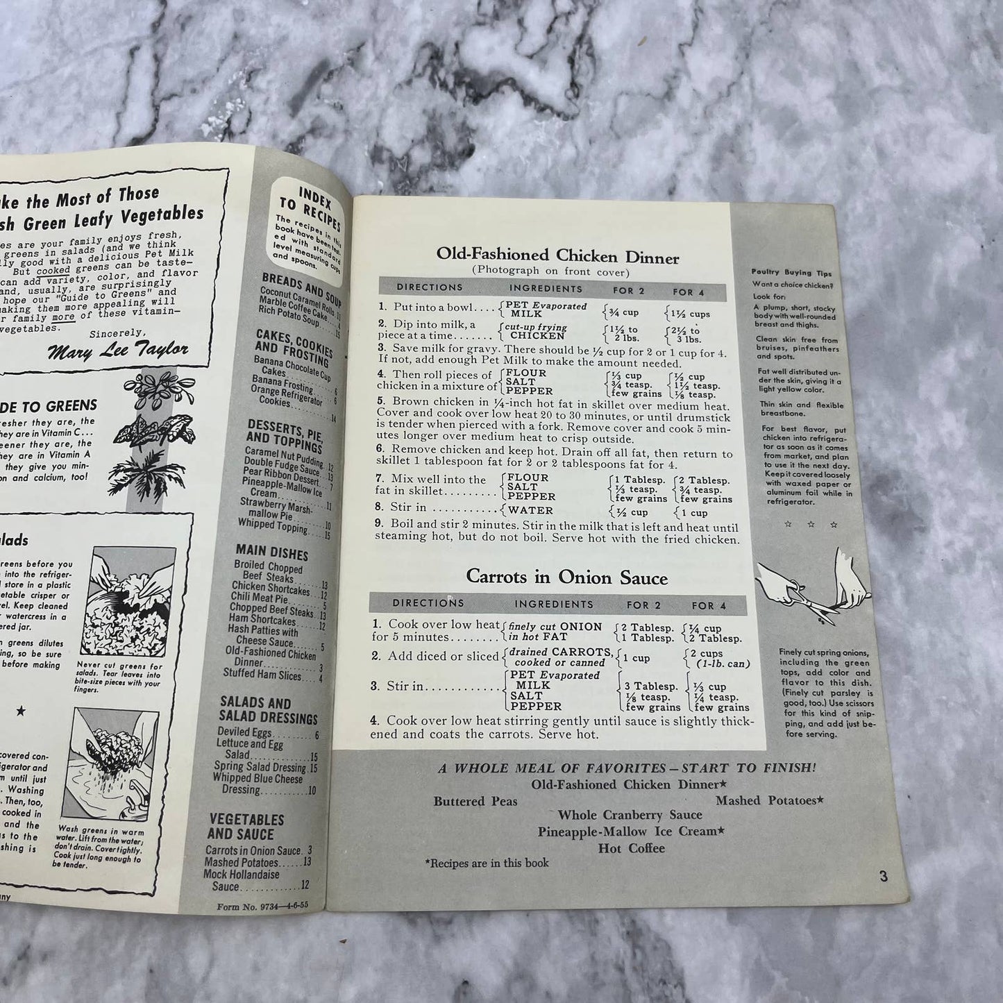 1955 Pet Milk Co BRIGHT IDEAS FOR BETTER MEALS Mary Lee Taylor Booklet TJ4-2