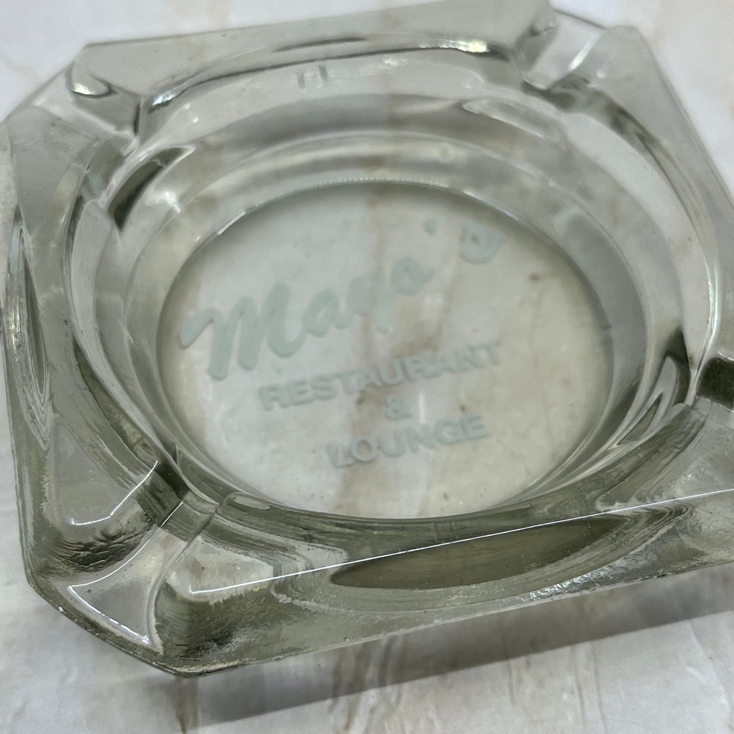 Mayo’s Restaurant Vintage Glass Ashtray 3.5” SB7