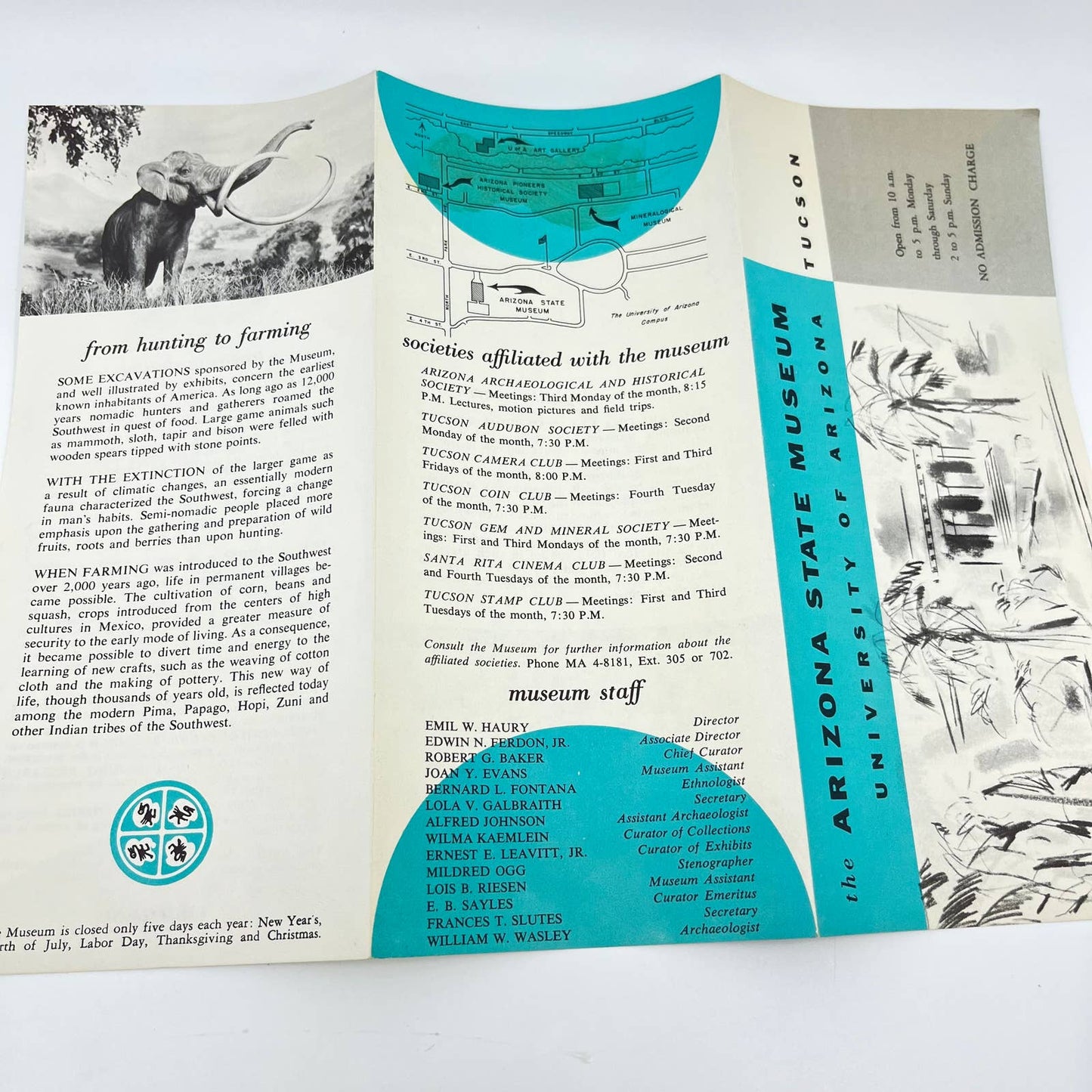 1960s Arizona State Museum University of AZ Tucson Brochure Fold Out SC9