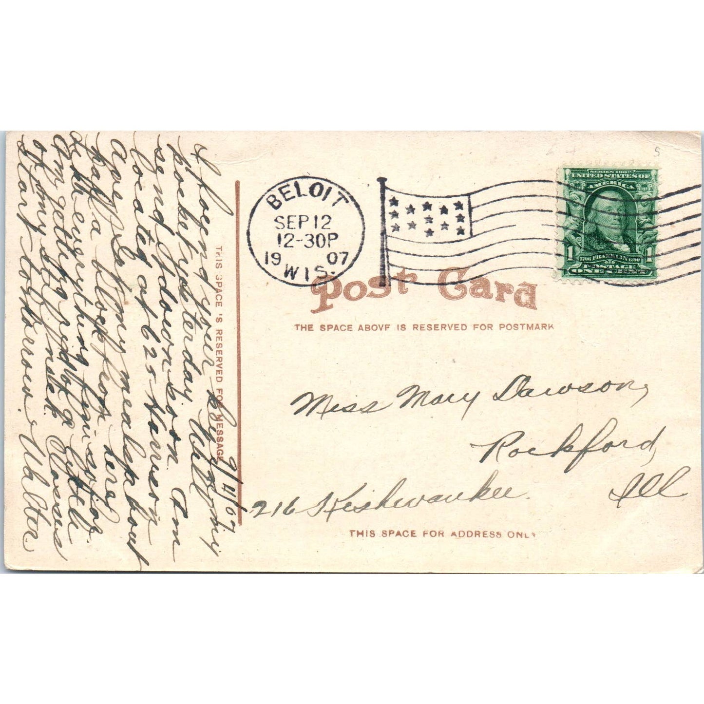 Goodwin Block of Beloit Wisconsin 1907 Original Postcard TJ9-P3