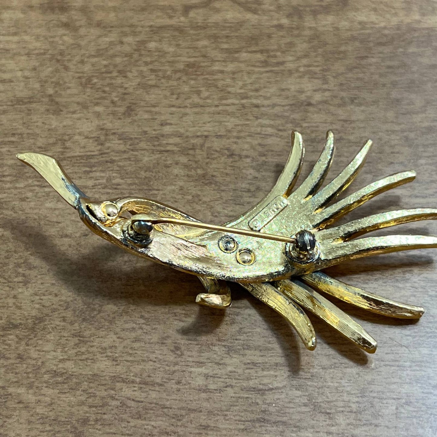 Vintage Art Deco Monet Swan Brooch Pin Gold Tone SE1