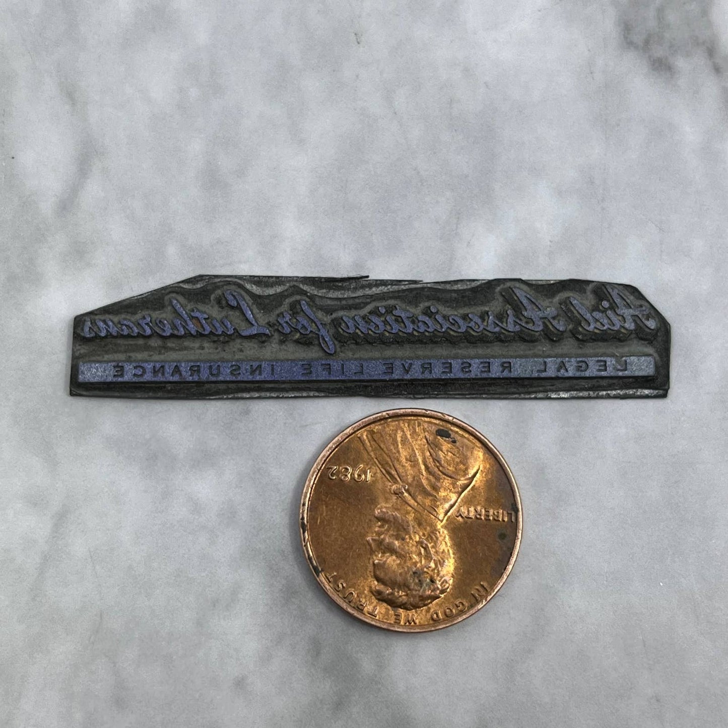 Vintage Letterpress Printers Block Plate Aiel Association for Lutherans SE829