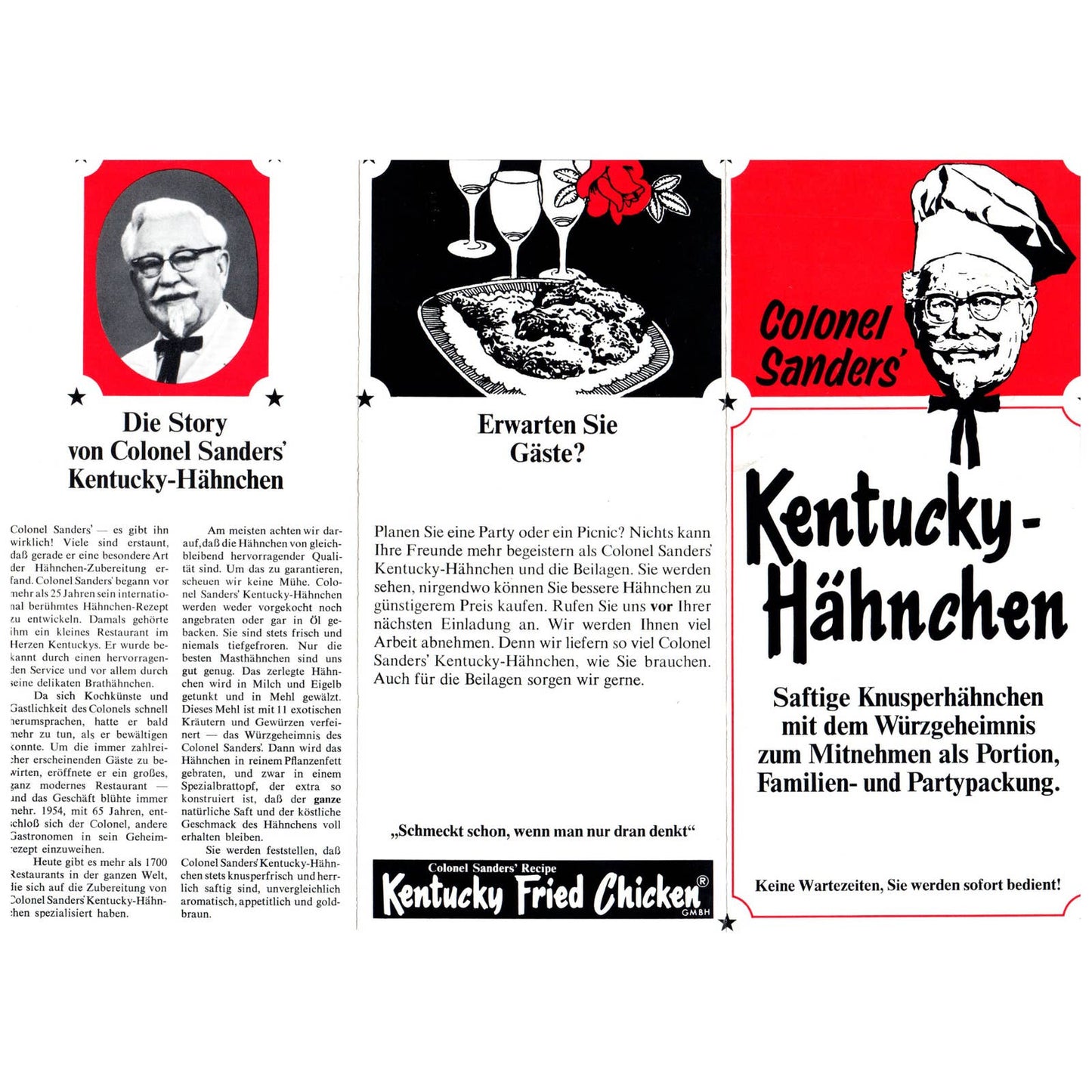 1980s GERMAN Kentucky Fried Chicken Brochure Menu Frankfurt SE4