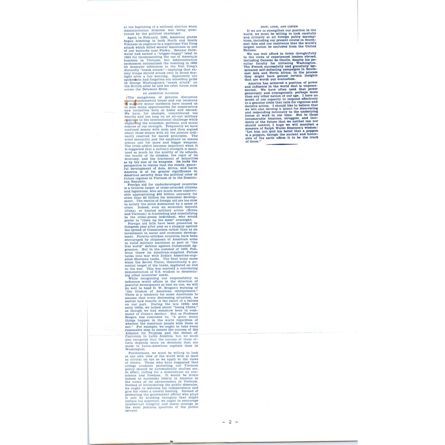 The Congressional Record Feb 1 1965 George McGovern on Foreign Policy B13
