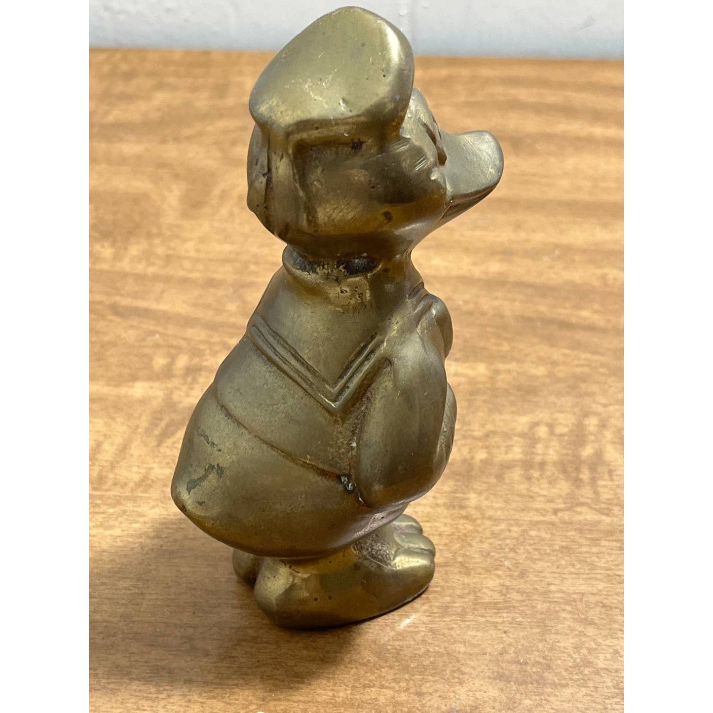 1950s Disney Heavy Brass Donald Duck Statue Figurine Paperweight 5.5”