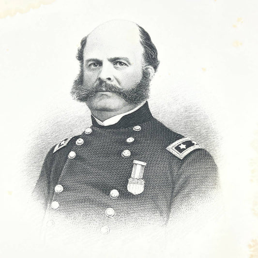 1882 Original Steel Art Engraving - Union General Ambrose Burnside 9x5.75" AC3