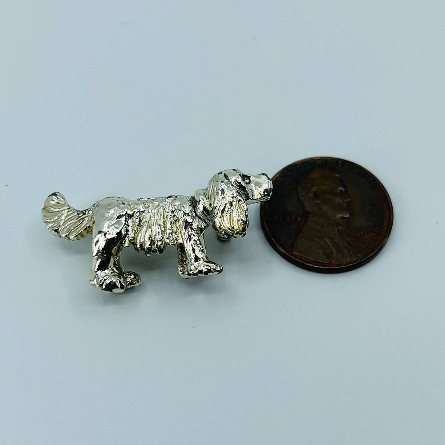 Vintage Mini Cocker Spaniel Dog Pin Silver Tone Brooch SB2
