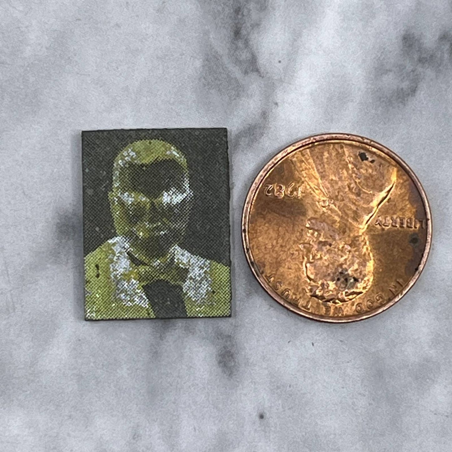 Vintage Printers Block Plate Tiny Portrait Man in Glasses & Bowtie TJ511