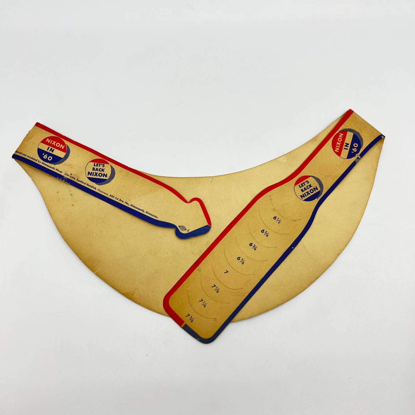 1960 I’m For Nixon Paper Sun Visor Richard Nixon Presidential Campaign AA8
