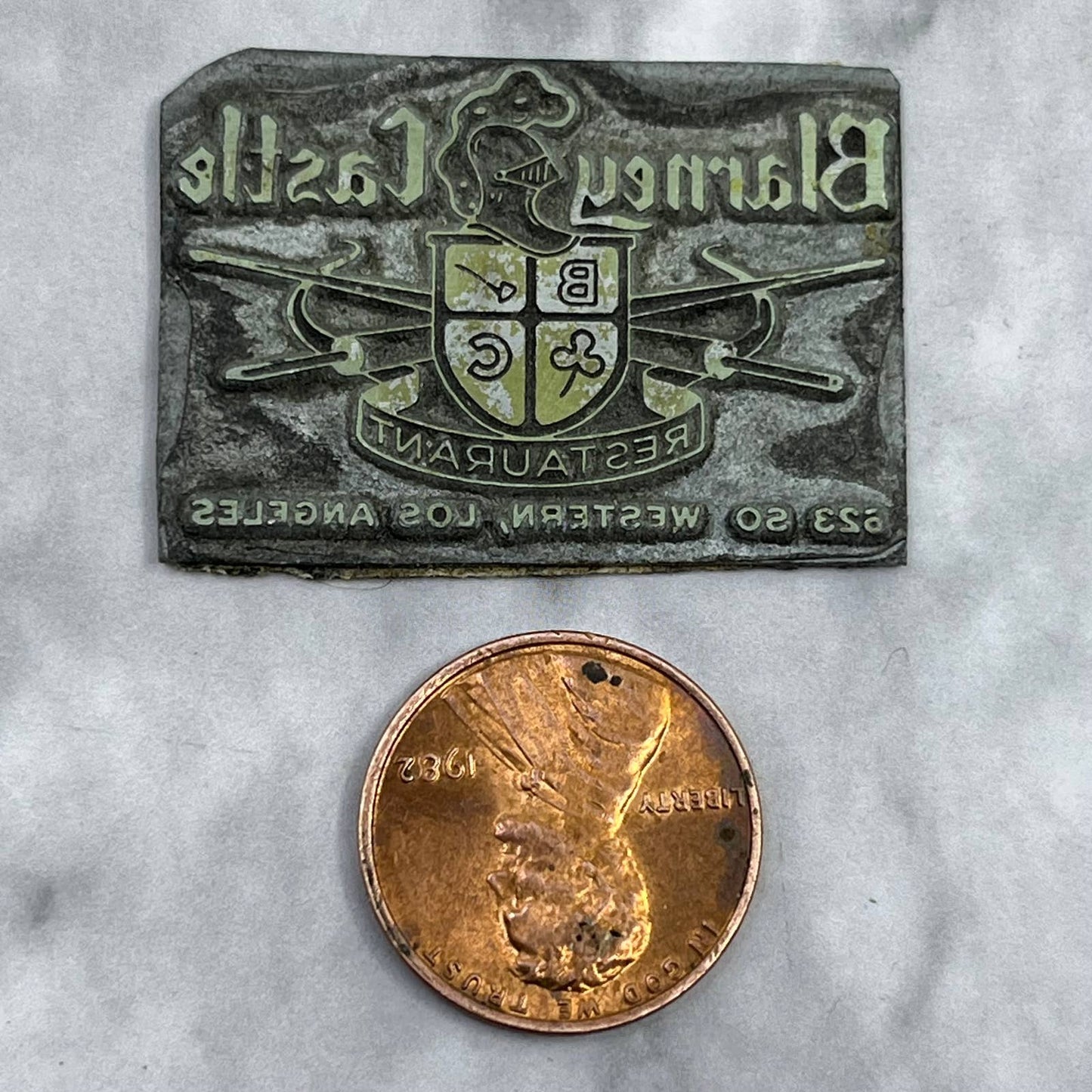 Vintage Printers Block Plate Blarney Castle Restaurant West Los Angeles TJ514