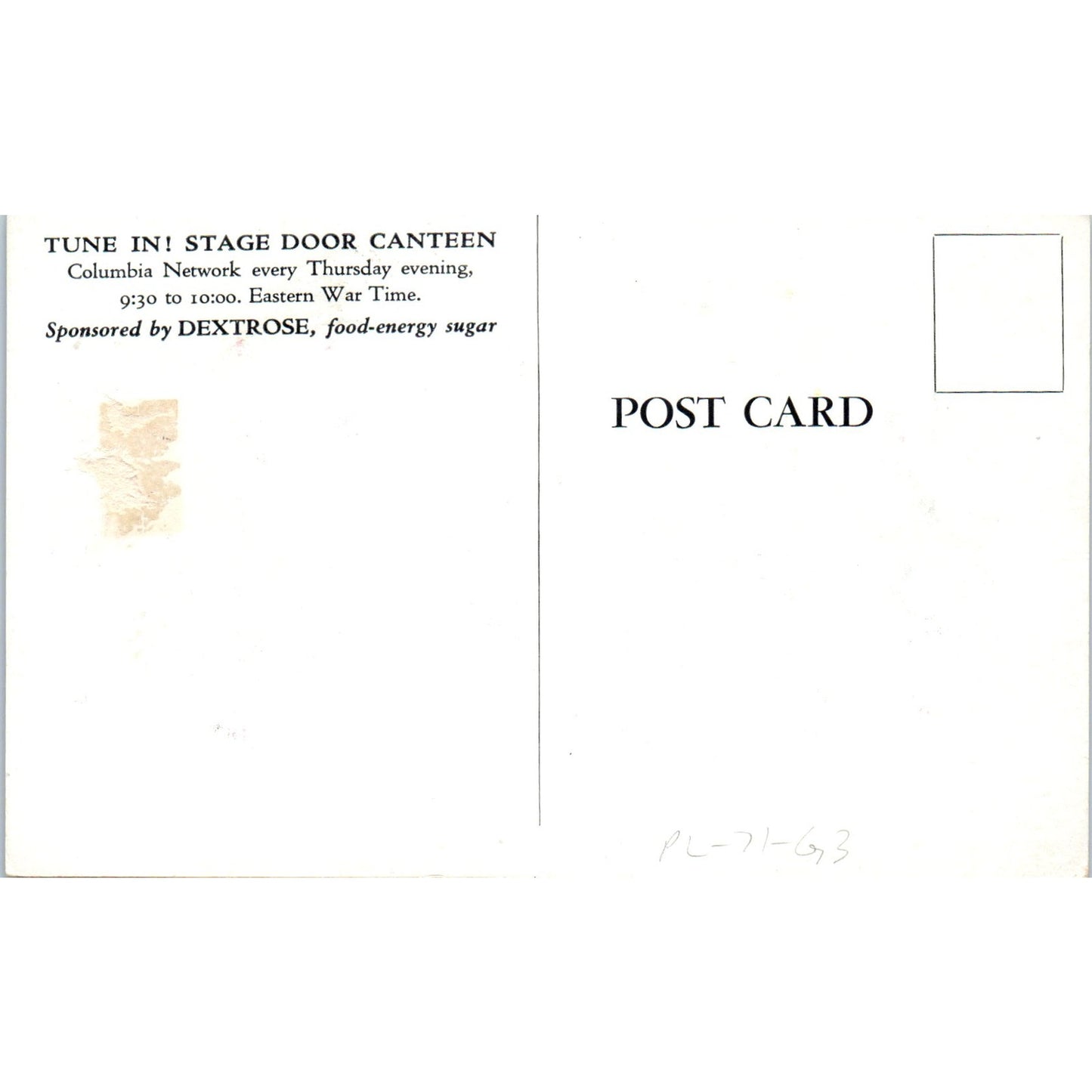1943 WWII The American Theatre Wing Stage Door Canteen Cartoon Postcard P2-11