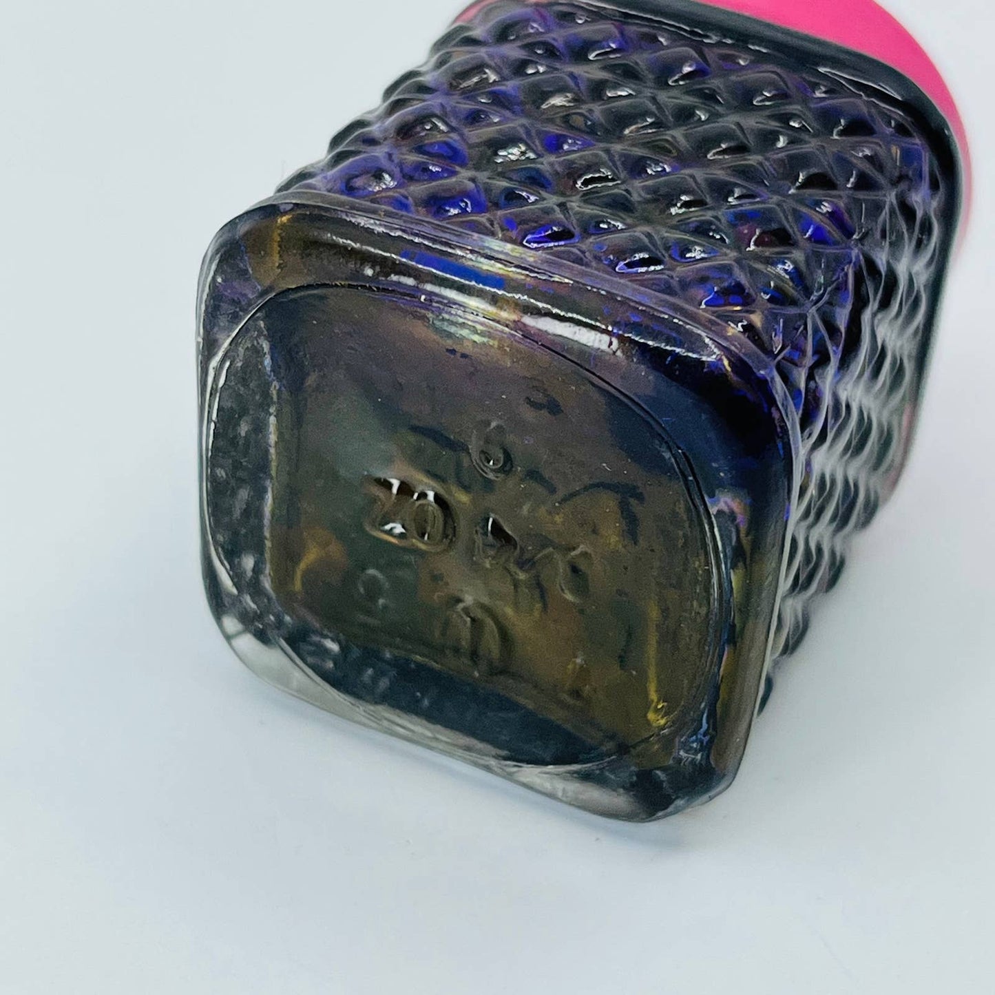 NOS Vintage 1920's Diamond Pattern Sanford's Glass Ink Near Full Bottle 206 TB6