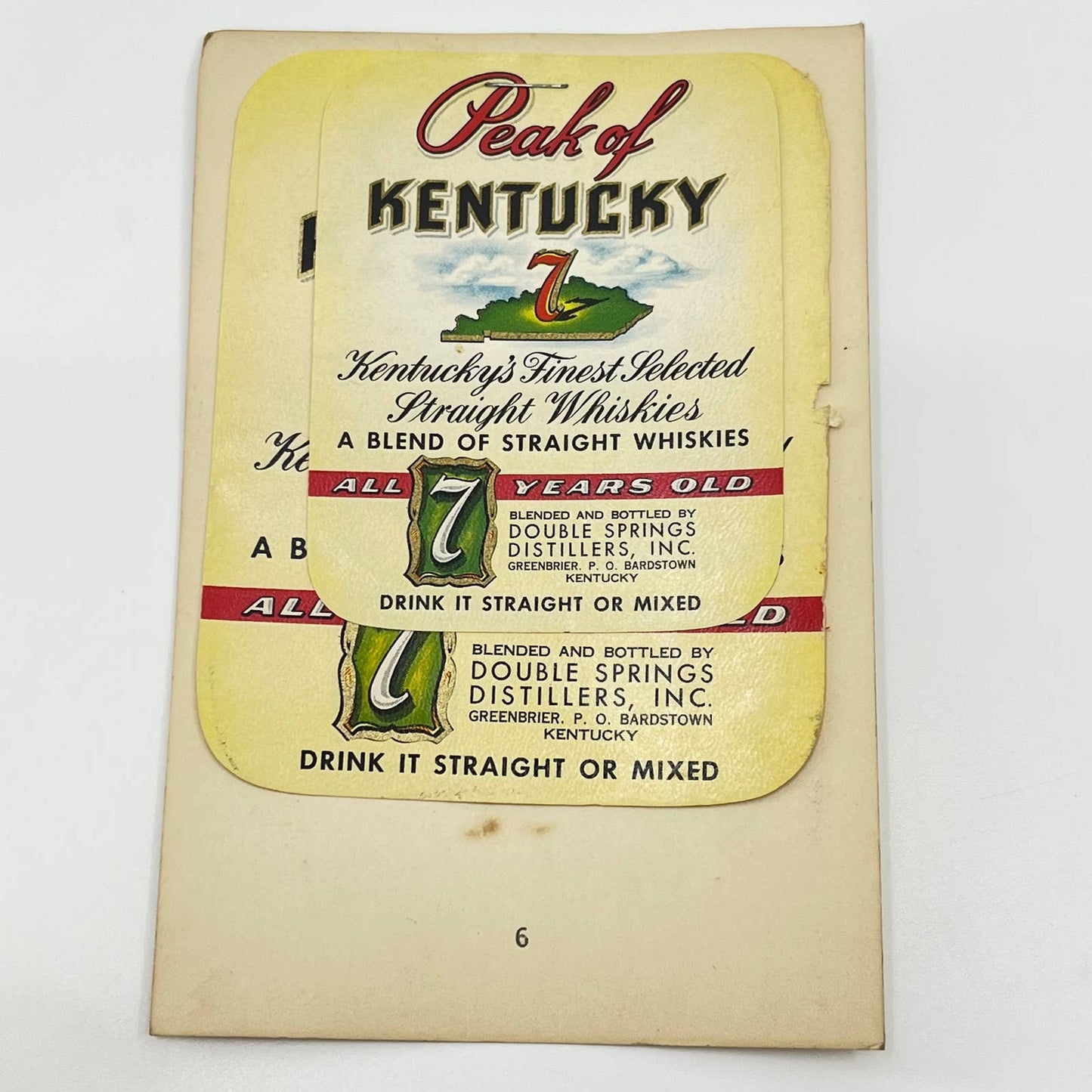 Peak of Kentucky Whiskey Label Set of 2 Double Springs Distillers Greenbrier KY