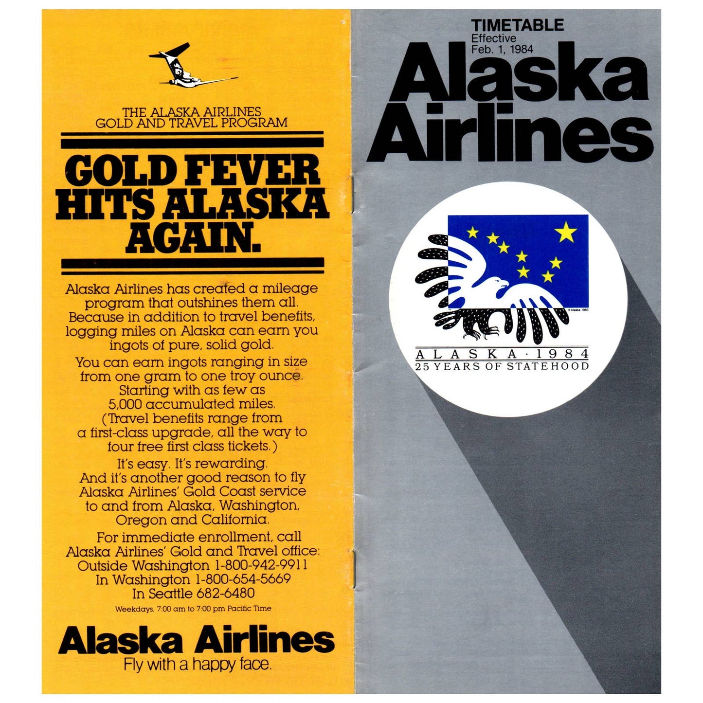 1984 Alaska Airlines System Timetable Travel Brochure SE4