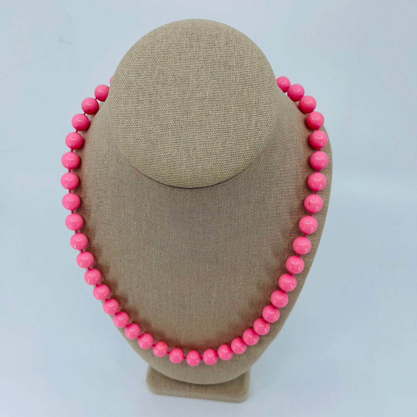 Vintage Cotton Candy Lucite Beaded Pink Necklace SB2