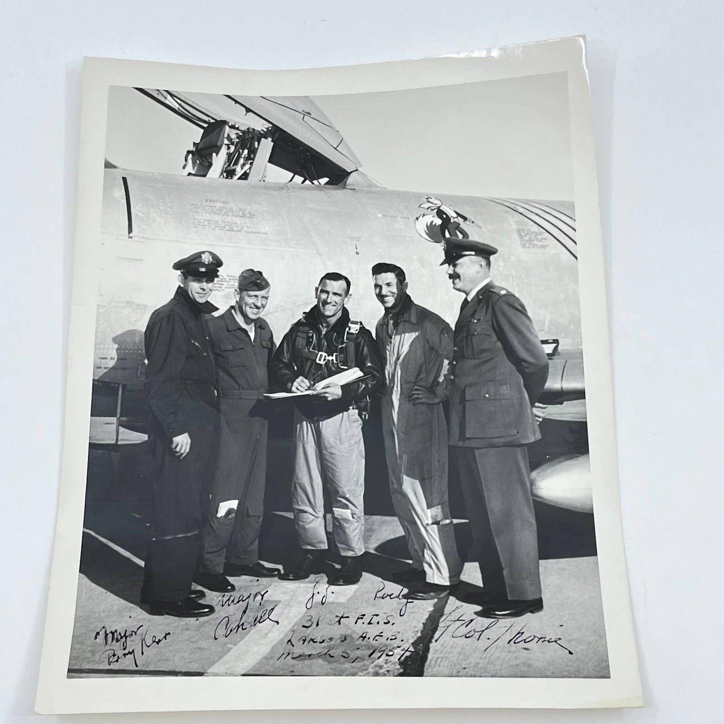 1954 Signed Photo Flight Test Pilot USAF Officers 31st F.I.S. Larson 8x10 AB2