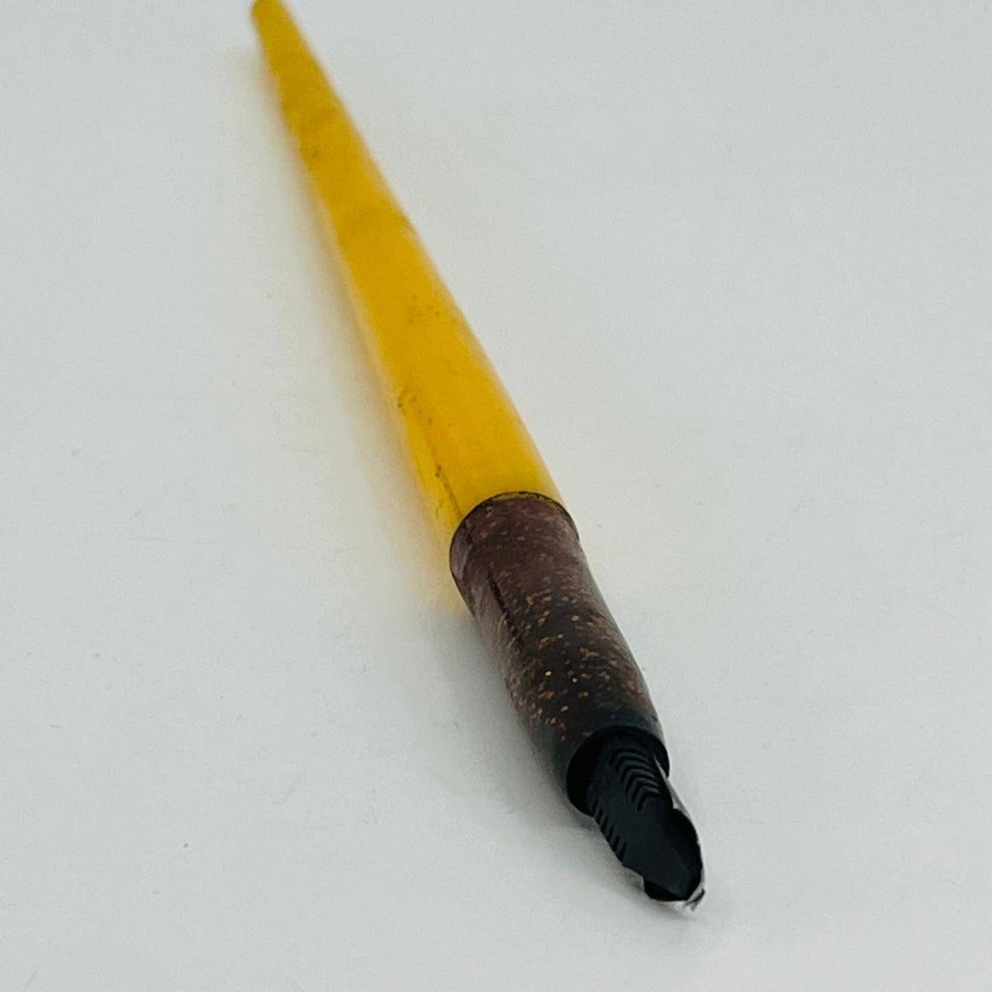 Vintage Dip Fountain Pen Yellow and Brown Glitter Bakelite Gold Plated Nib SE1