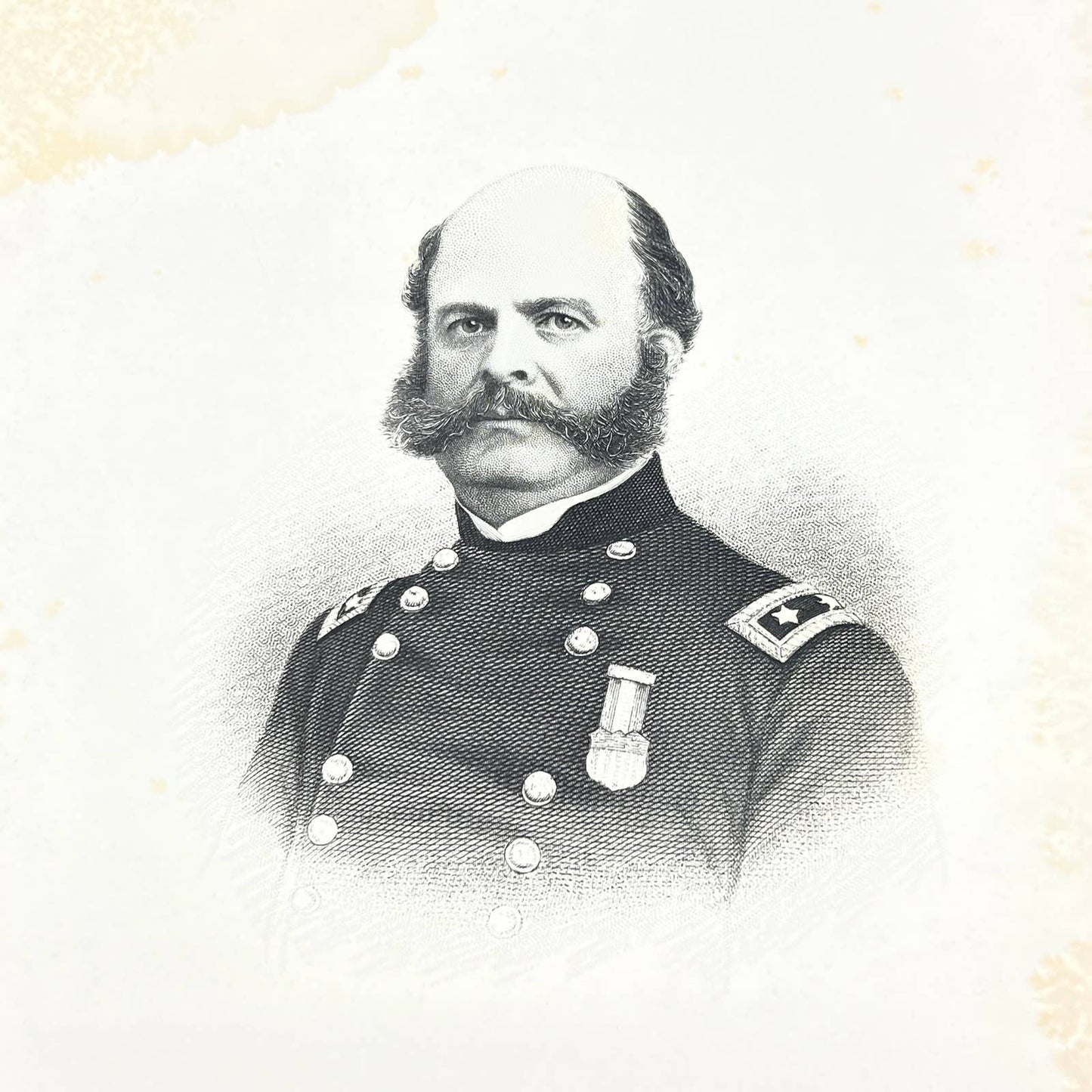 1882 Original Steel Art Engraving - Union General Ambrose Burnside 9x5.75" AC3