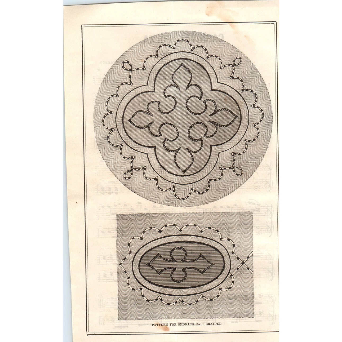 1878 Peterson's Magazine Clip - Pattern for Smoking Cap: Braided SF2