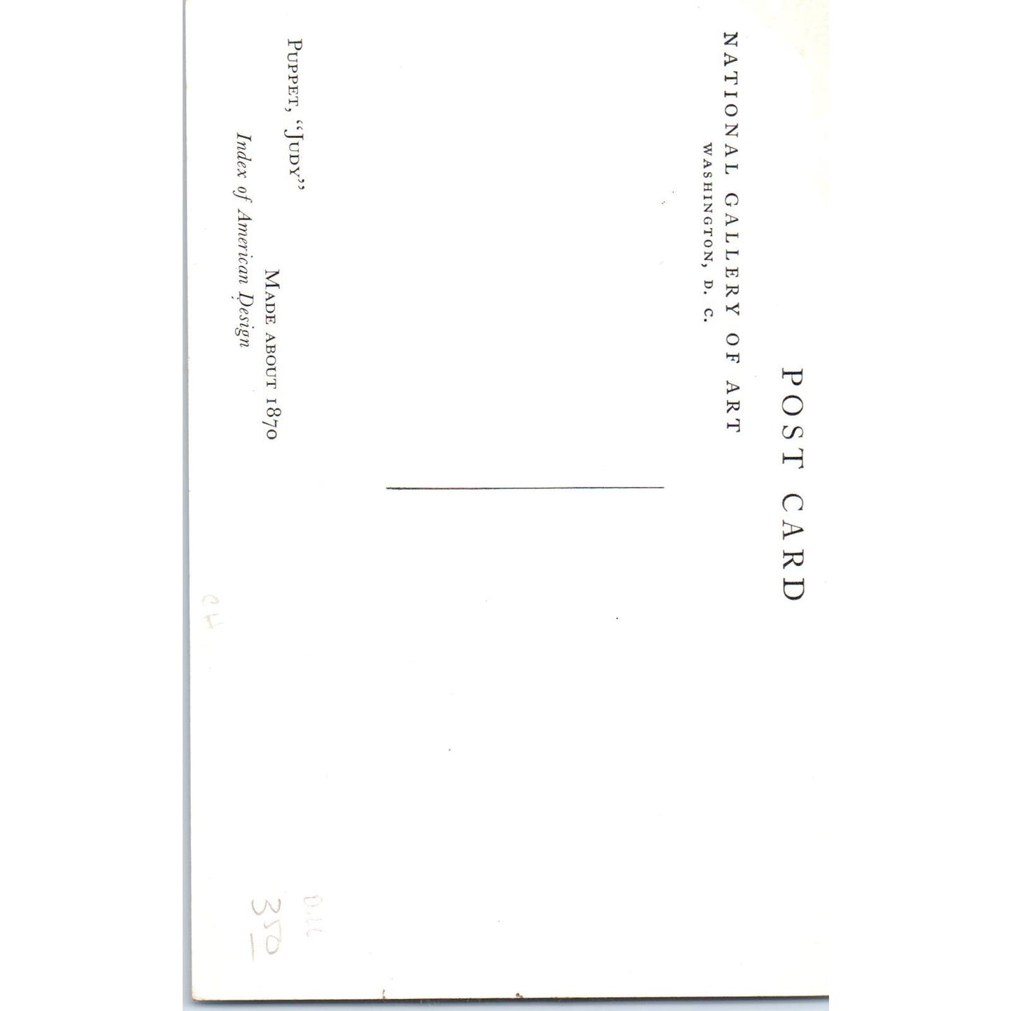 Puppet "Judy" National Gallery of Art Washington DC Original Postcard PB10