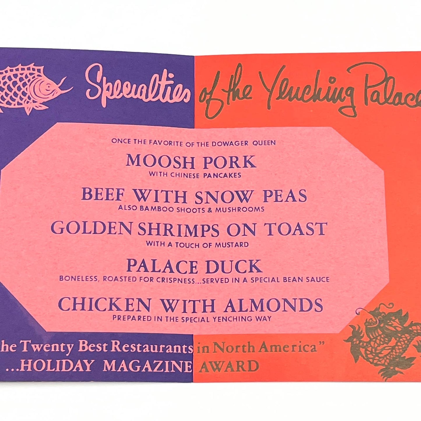1950s Yenching Palace Chinese Restaurant Menu Washington DC AC2