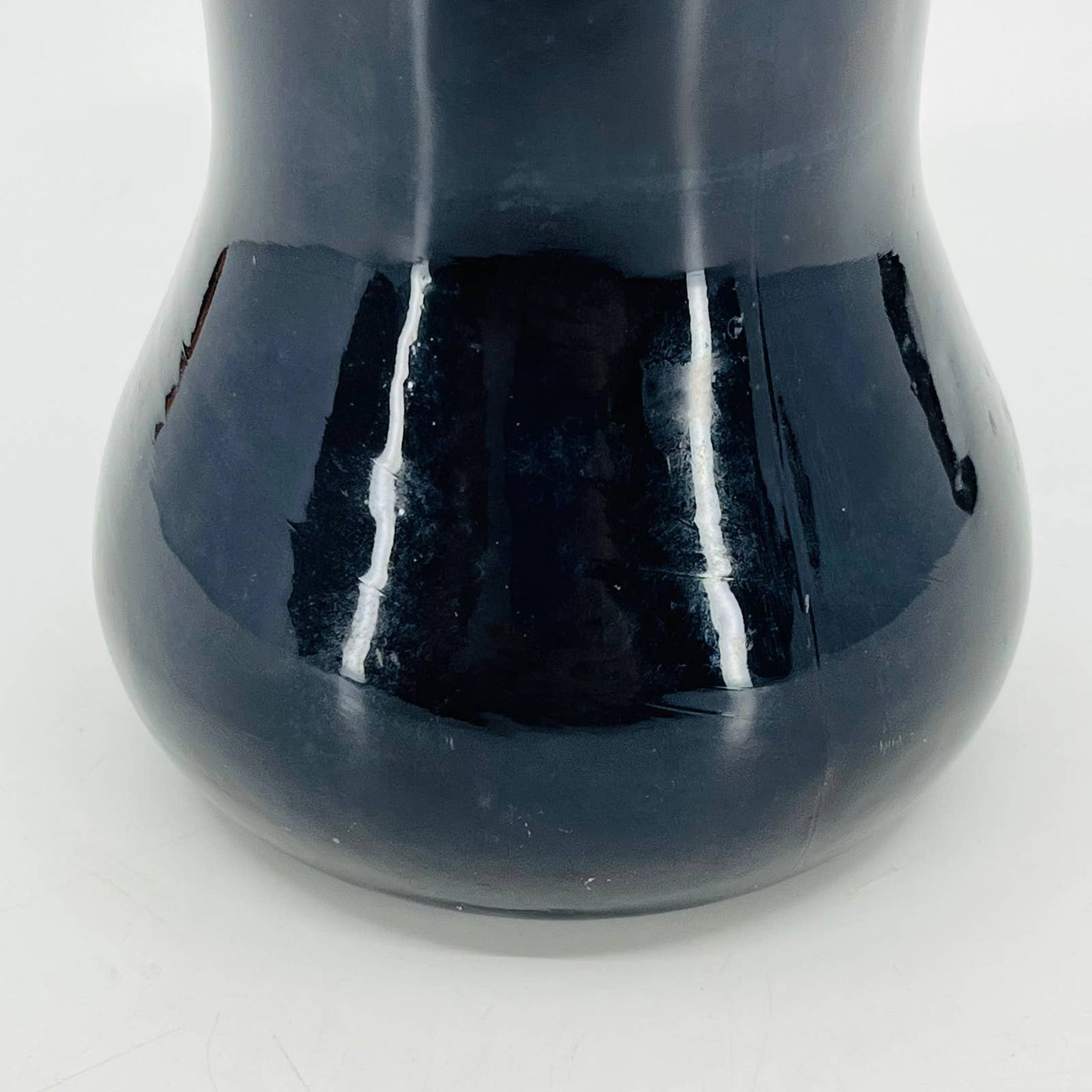 MCM Mod LE Smith Black Amethyst Glass 710 Vase w/ Greek Key Pattern 6” TC7