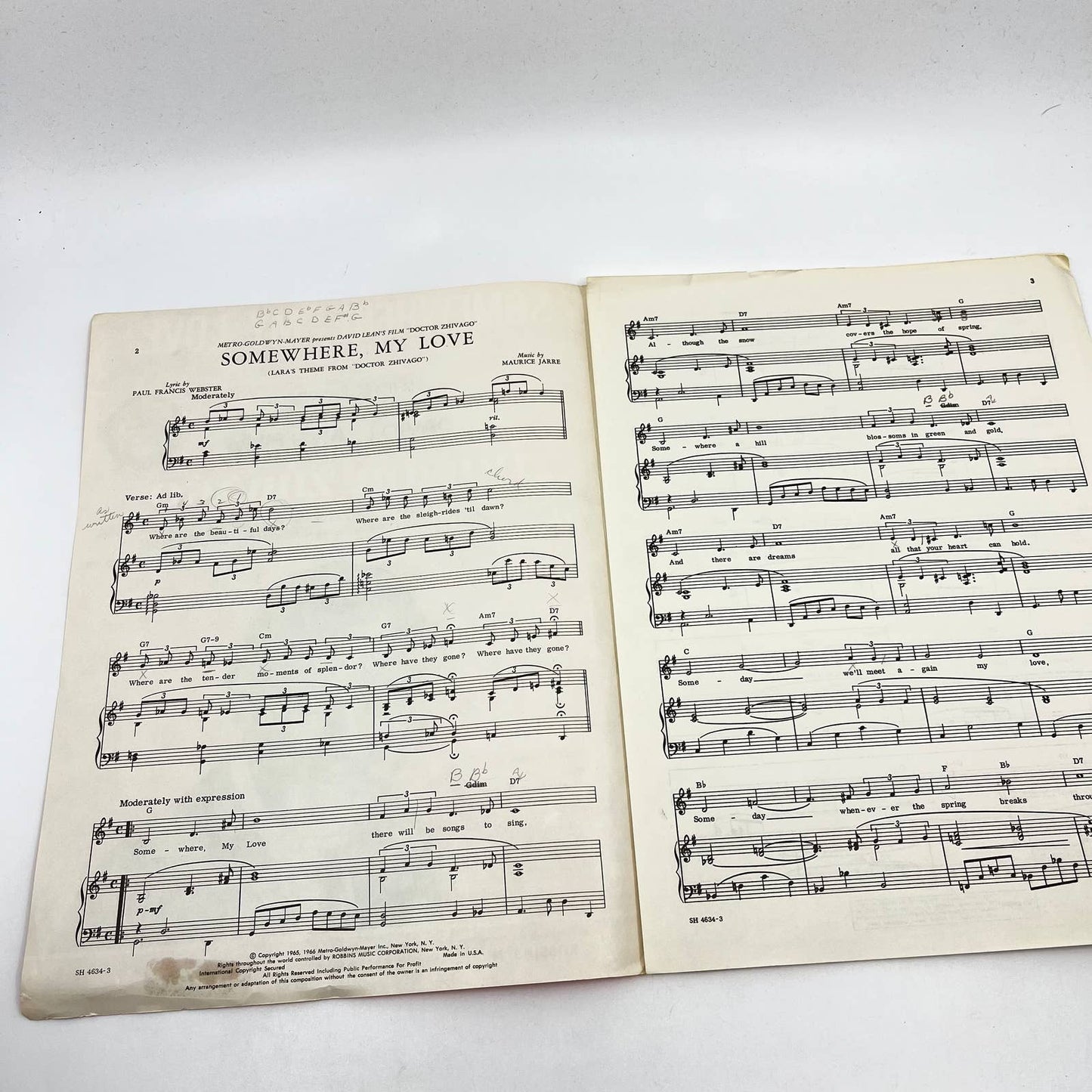 1966 Sheet Music Somewhere, My Love Dr. Zhivago Ray Conniff TE2