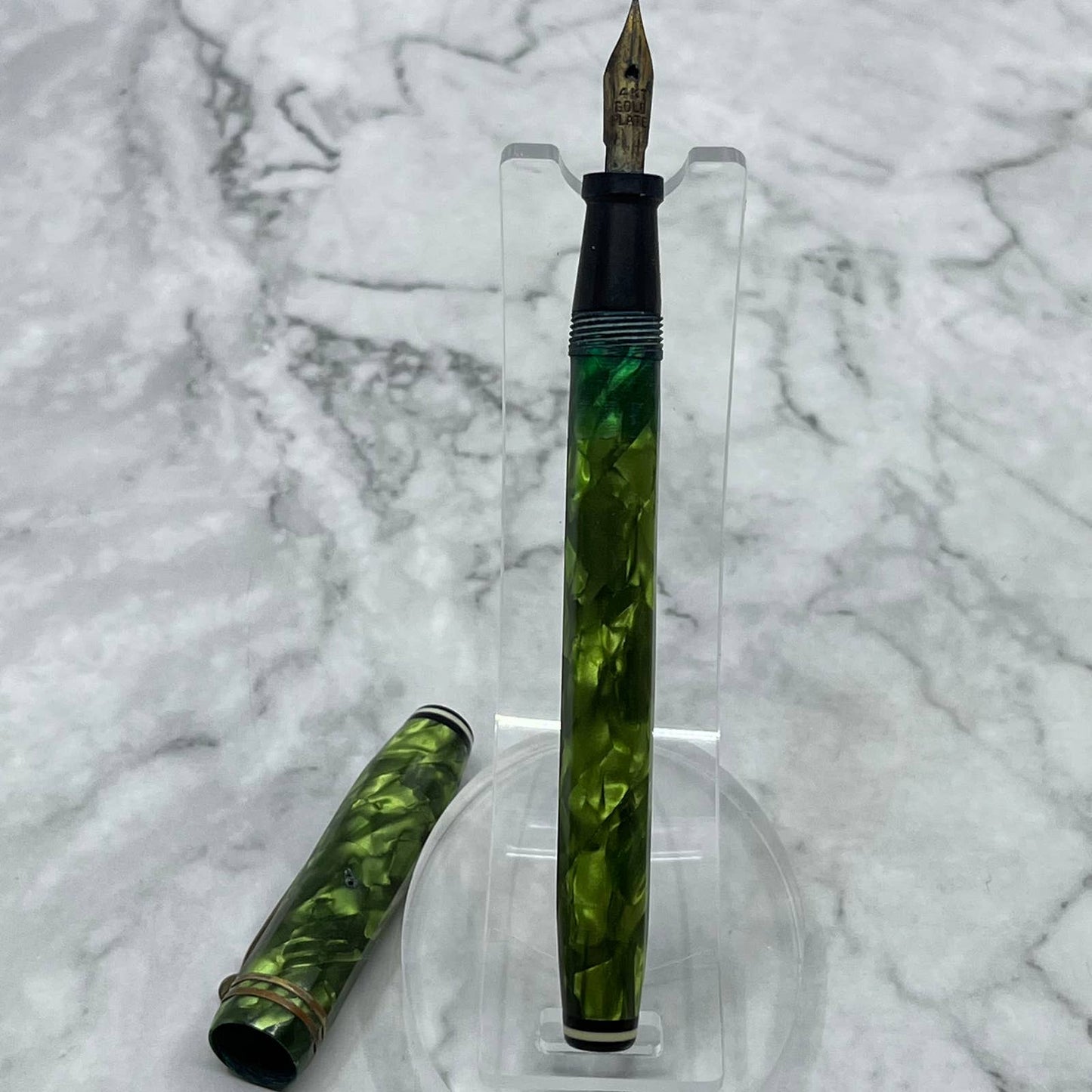 Vintage Marbleized Green Cellluloid Wearever Fountain Pen 14k Nib SE6