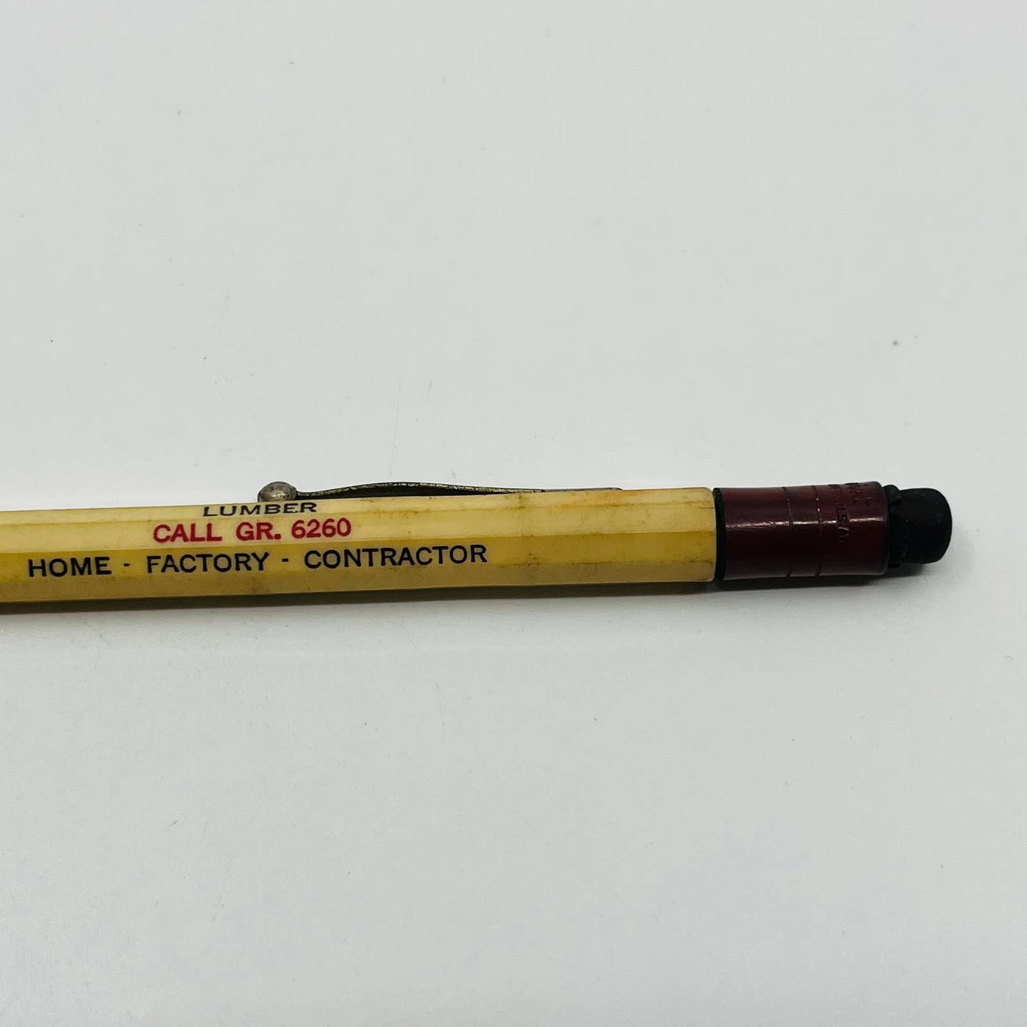 Celluloid Mechanical Pencil St Louis Lumber Home Factory Contractor Maroon SB3