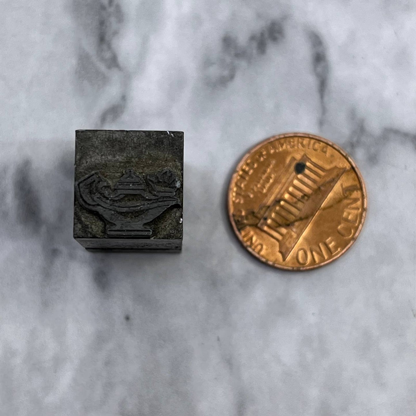 Vintage Printing Letterpress Printers Block Plate Genie Oil Lamp TJ512