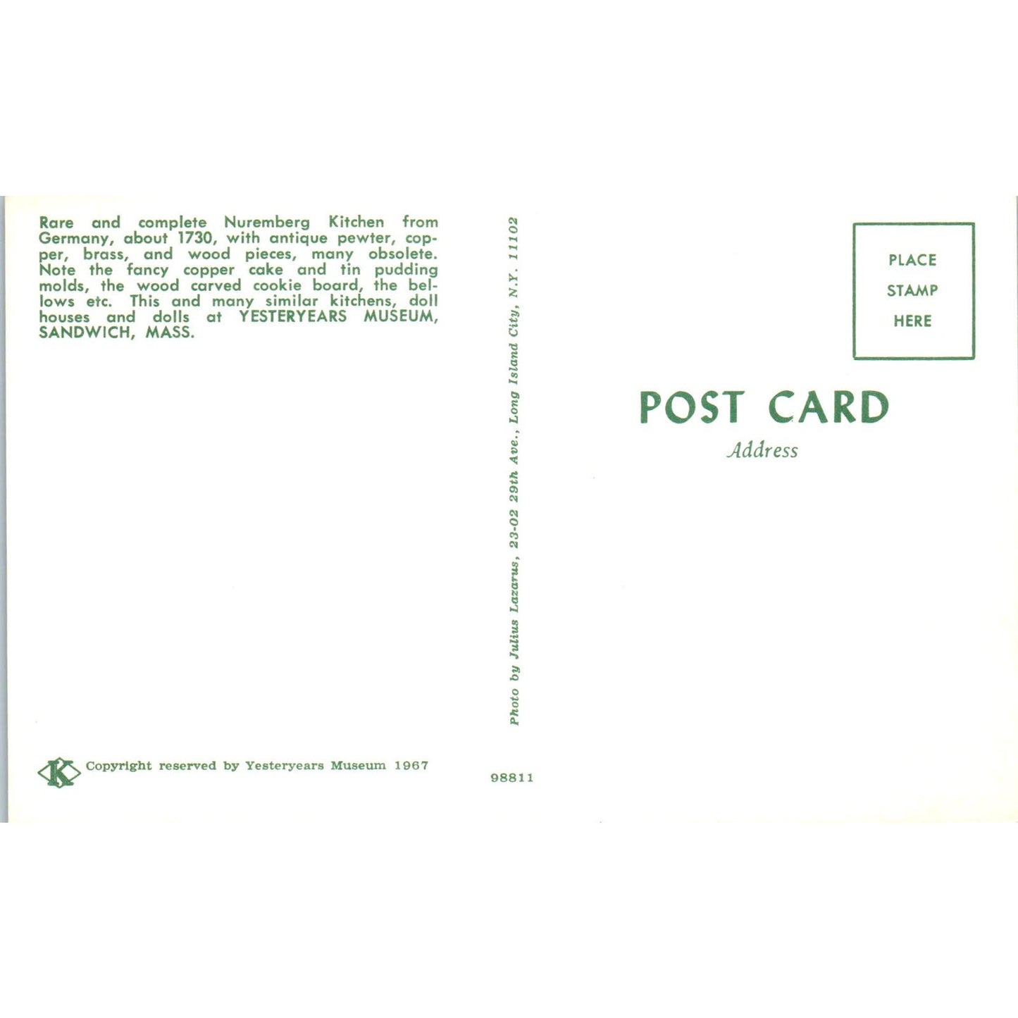 Nuremberg Kitchen Doll House Yesteryears Museum Sandwich Original Postcard PB9