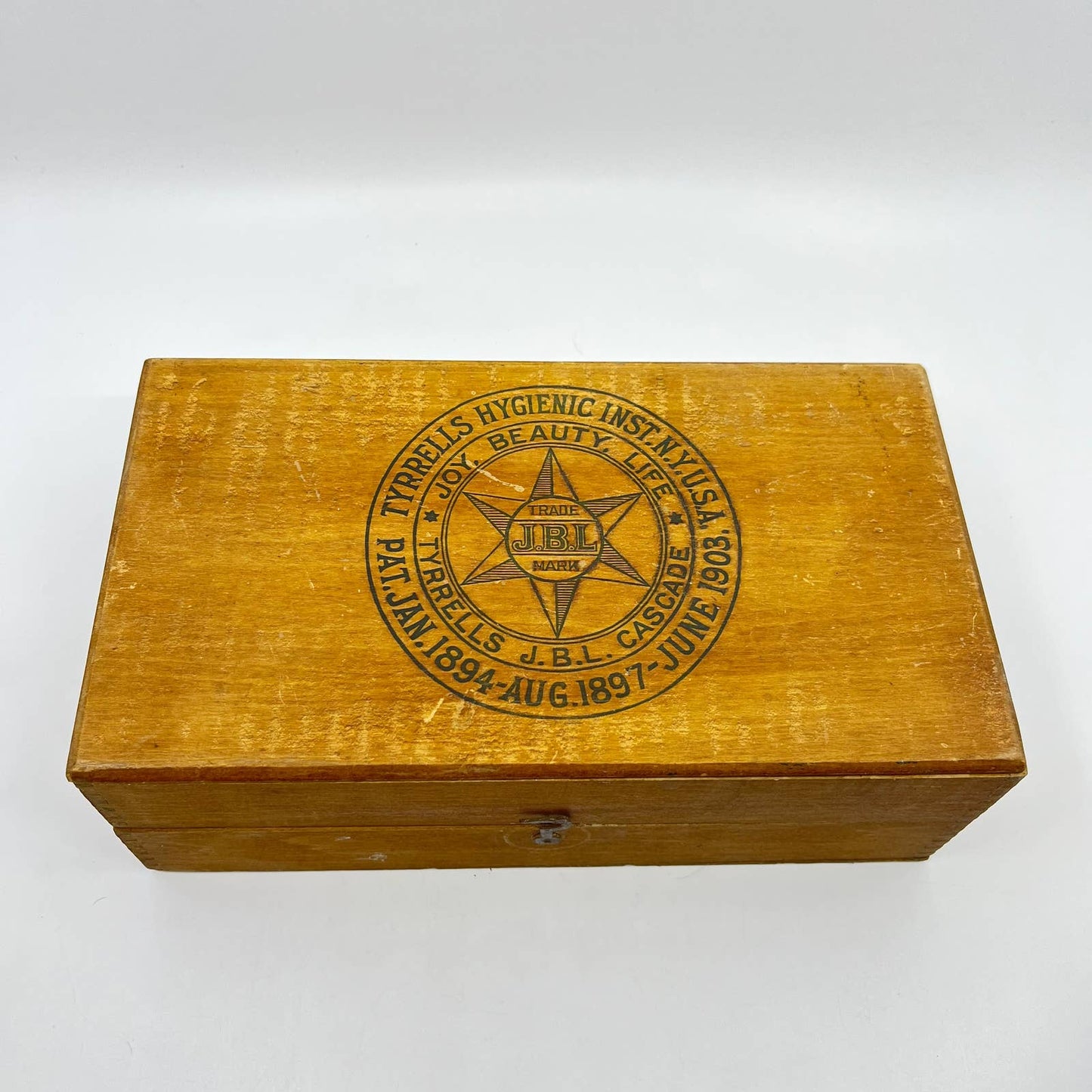 1903 Tyrrells Hygenic Inst. JBL Cascade Quack Medicine Wood Box TE1