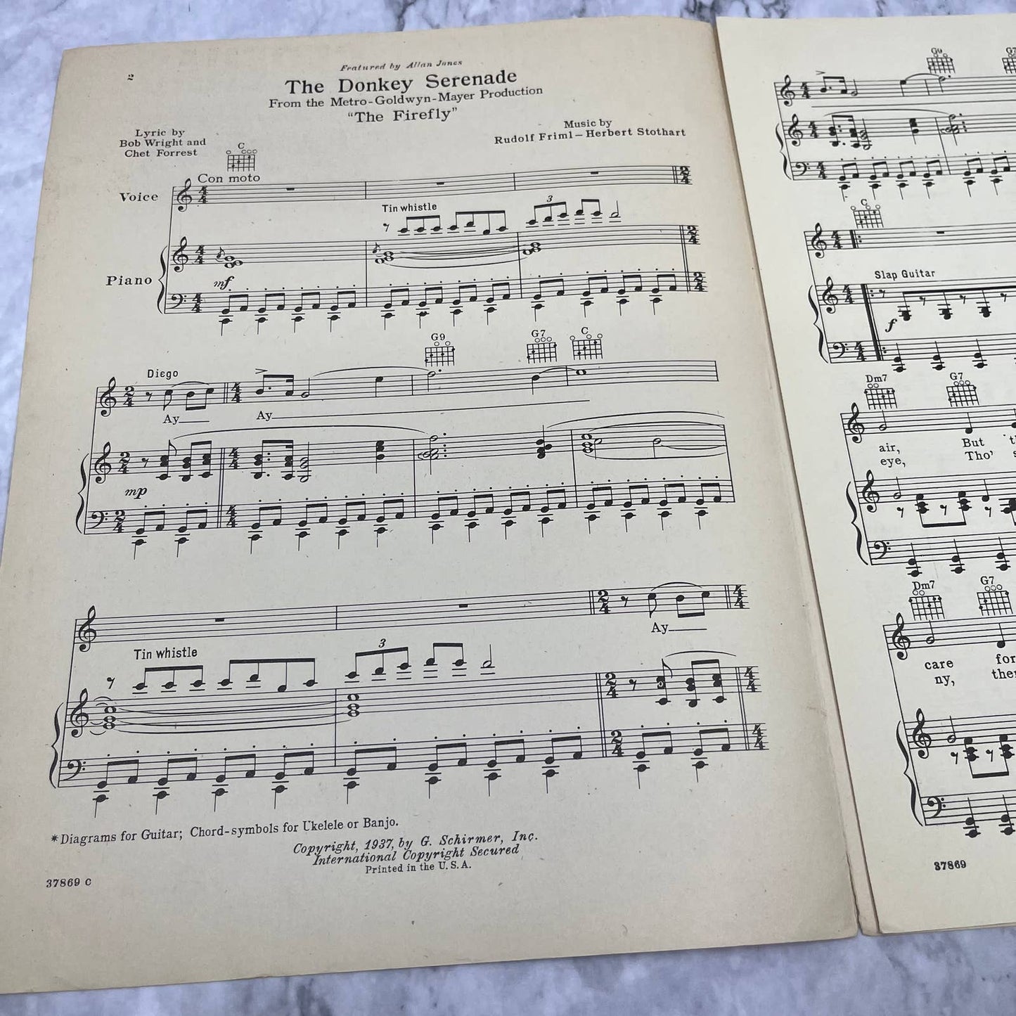 THE DONKEY SERENADE Jeanette Macdonald the Firefly Vintage Sheet Music TI1