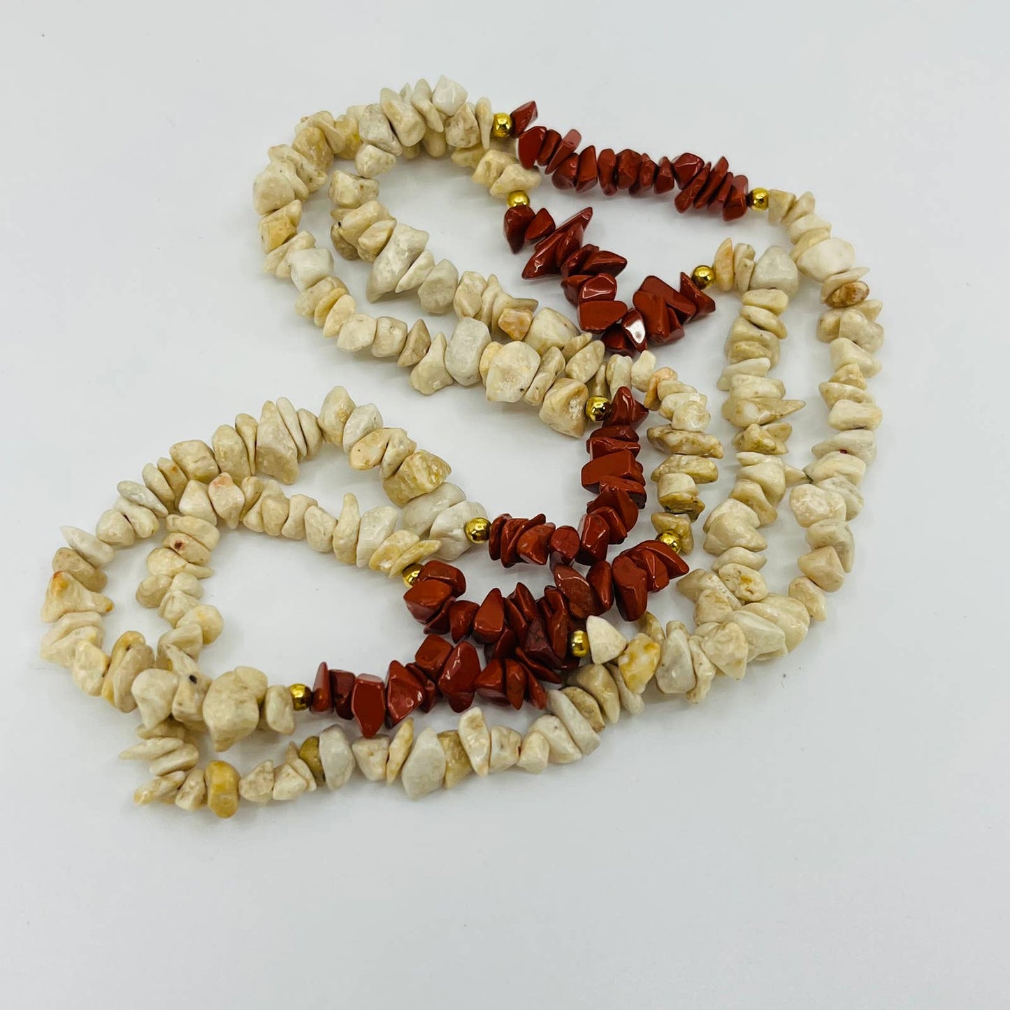 Vintage Boho Rusty Brown Polished Stone & Quartz Necklace SB2