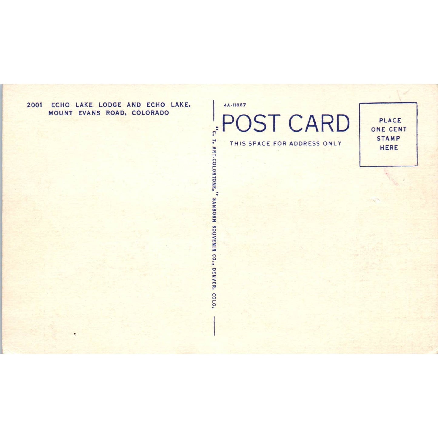 Echo Lake Lodge Mount Evans Road Colorado Original Postcard TK1-28