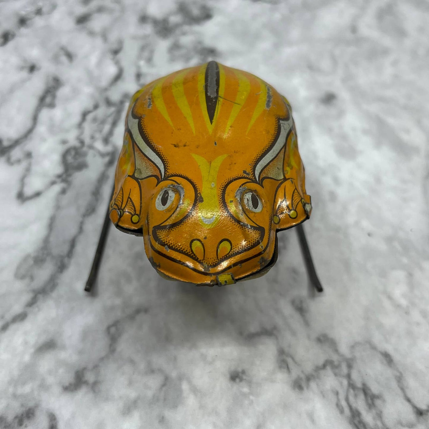 1930's Vintage Rare Clockwork Wind Up Jumping Frog Tin Toy Litho Japan SF1