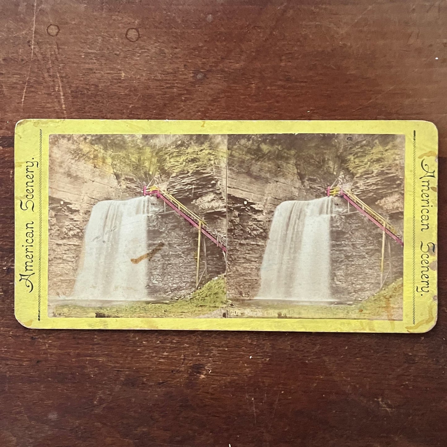 Eagle Cliff Falls Havana Glen Park c1880 Antique Stereoview Card TJ9-V2
