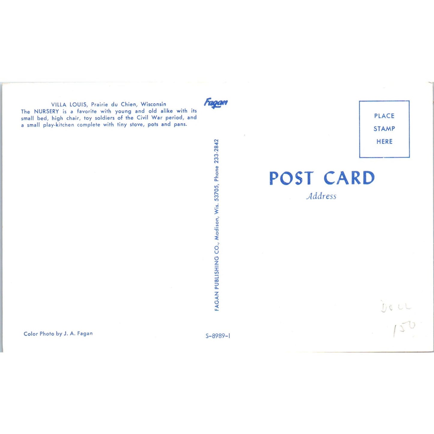 Nursery Villa Louis Prairie Du Chien WI Original Postcard PB9