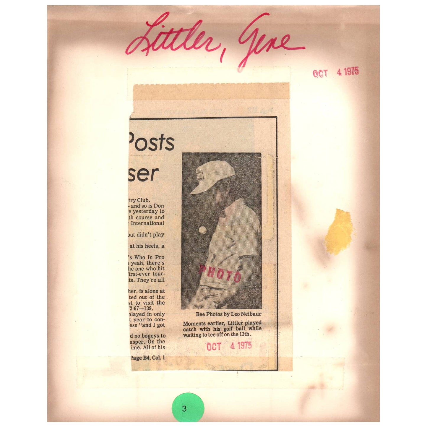 1975 Original Press Photo Golf Gene Littler Waiting to Tee Off 8x10" AD2