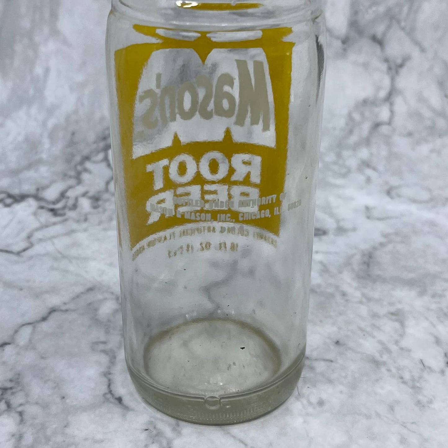 Vtg 1970s Stretched Mason's Root Beer Chicago Glass Soda Pop Bottle 19.5"