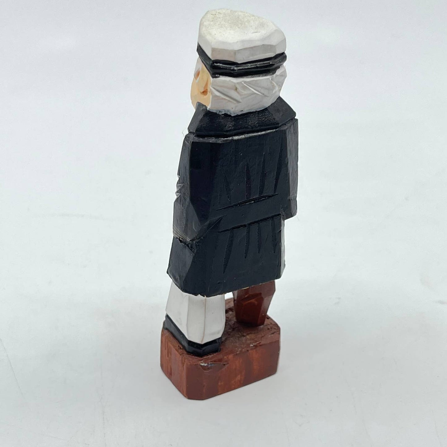 Vintage Hand Carved Painted Ship Captain Statue Peg Leg 4” Nautical Marine TE2