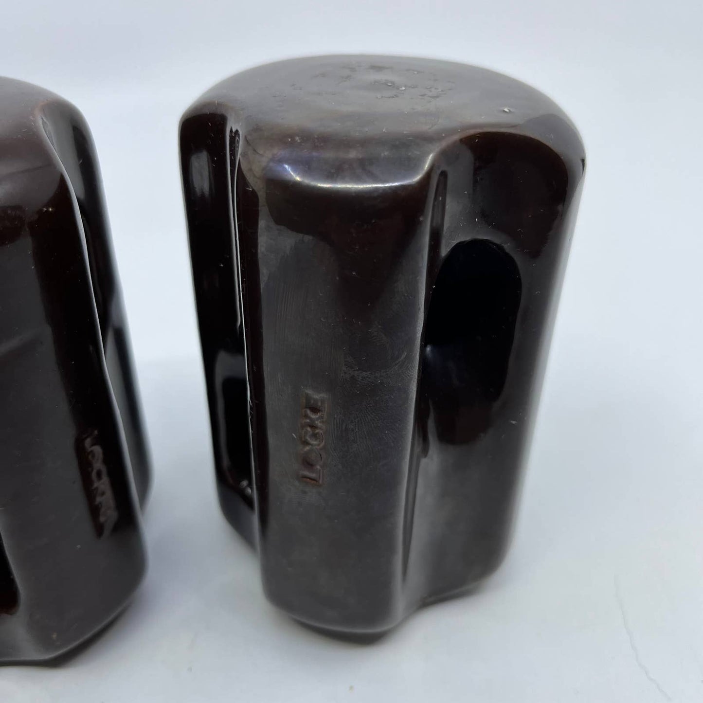 VTG Industrial Brown Ceramic Electric Insulator Telephone Pole Set of 2 TC2