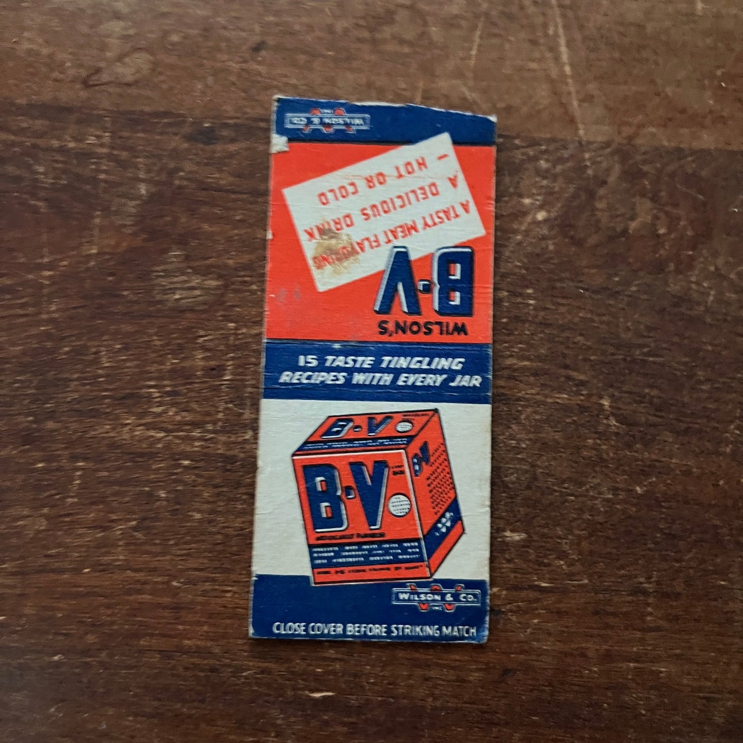 Wilson's B-V Meat Flavoring Advertising Matchbook Cover MM8-9