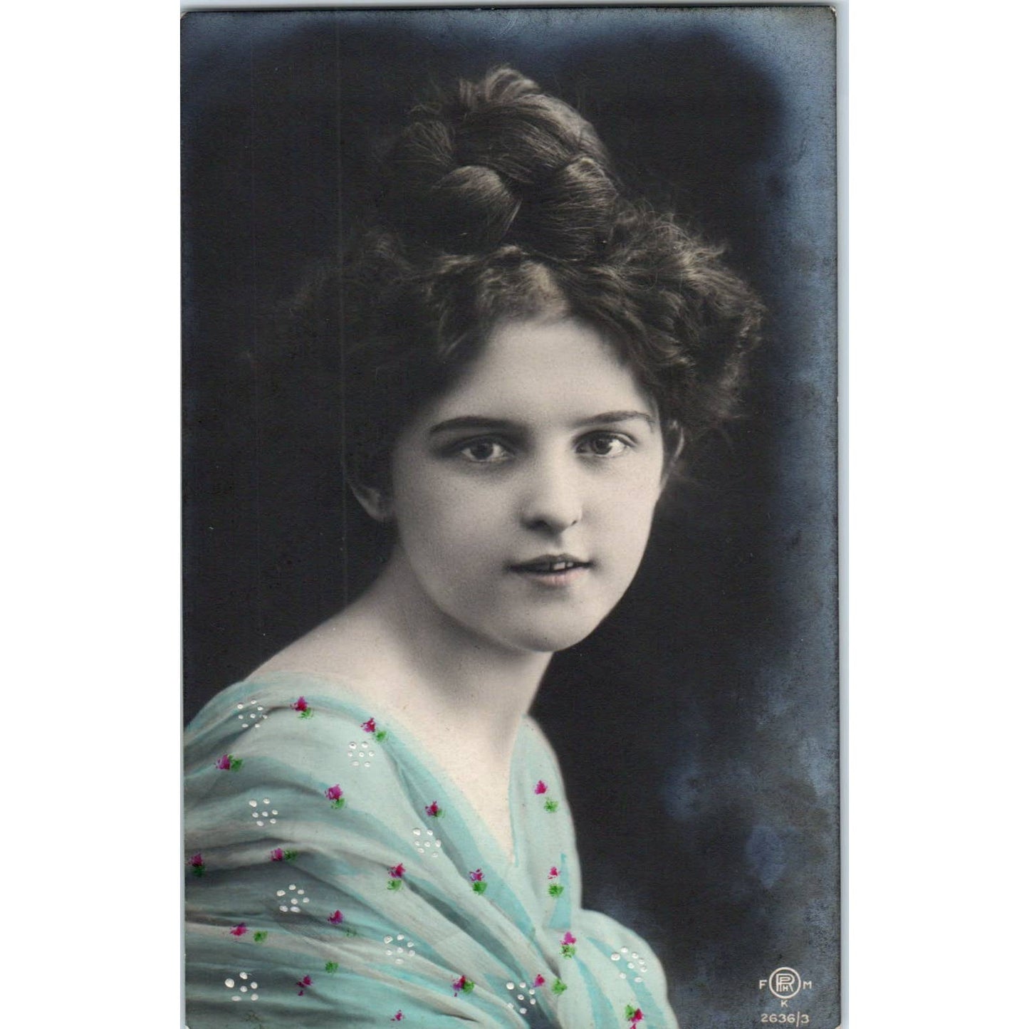 Victorian Lady Art Nouveau Hand Tinted 1909 Original Postcard TK1-21-3