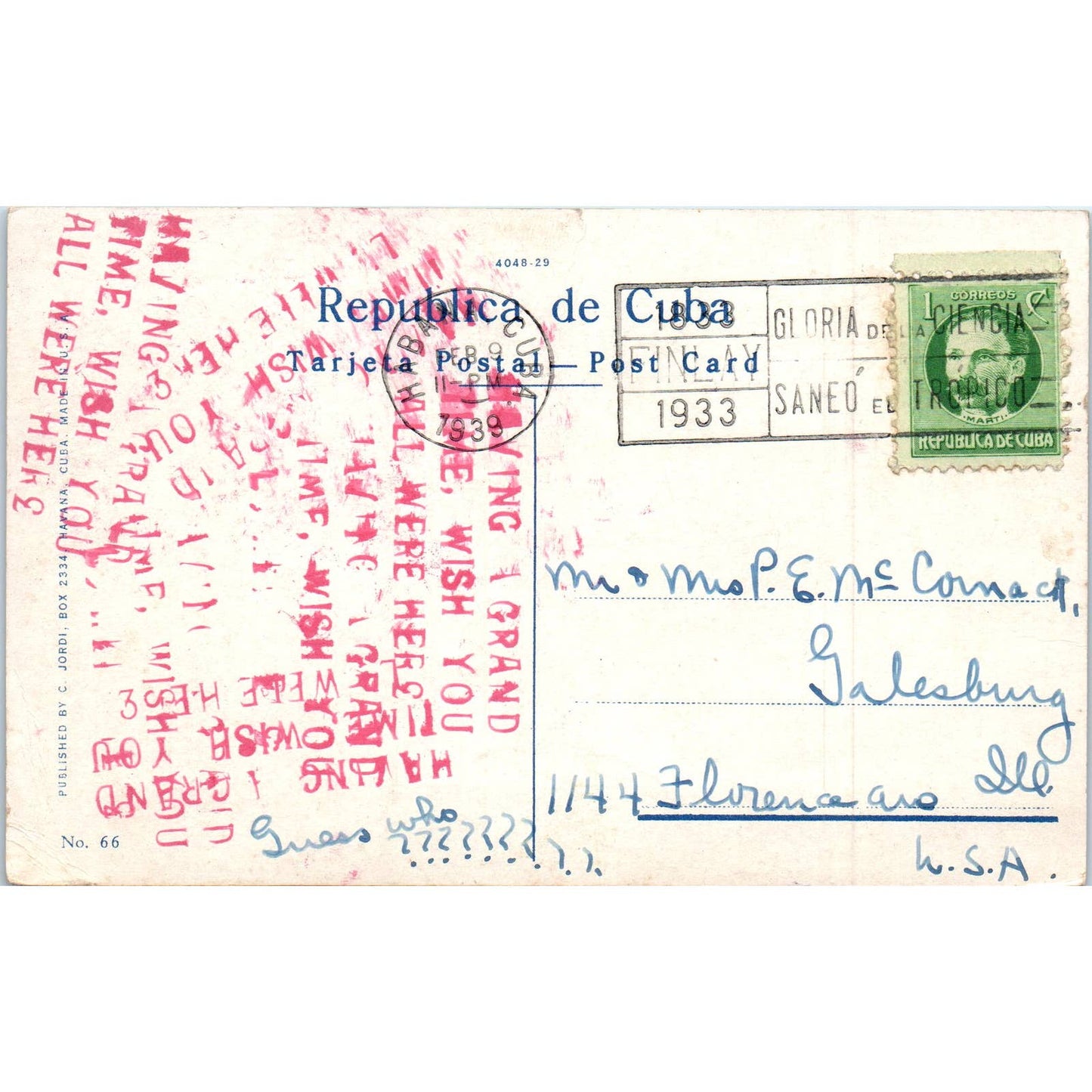 Punta Fort & Morrow Castle 1933 Havana Cuba Original Postcard TK1-P12