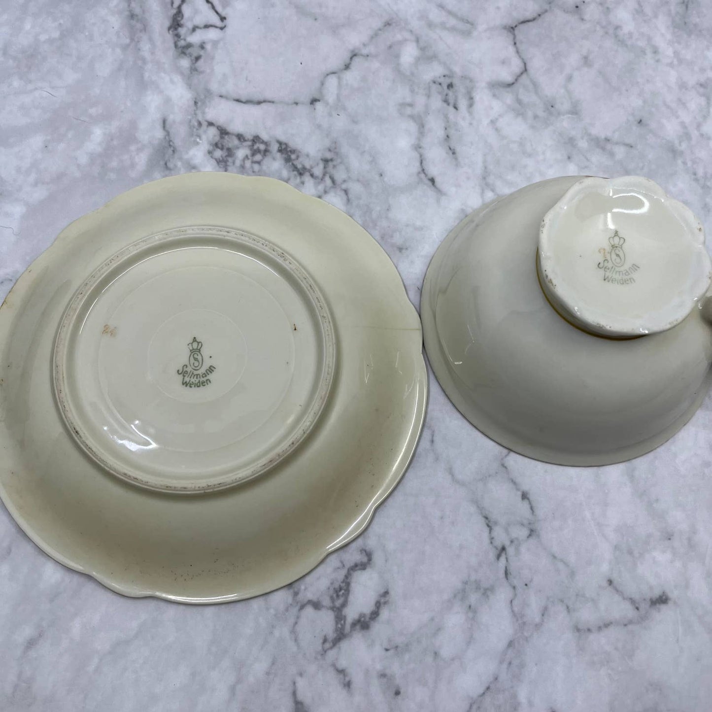 1950s Seltmann Weiden Germany China Tea Cup and Saucer Orange Floral TD6