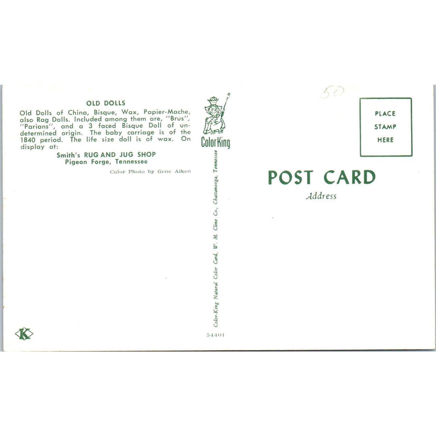 China, Bisque, Wax at Dolls Smith's Rug & Jug Shop Pigeon Fort Postcard PB7