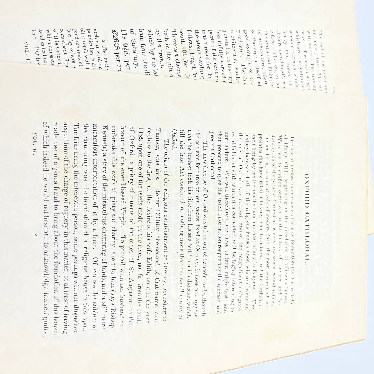 1836 Original Art Engraving Oxford Cathedral North West View Floor Plan, Bio TG6