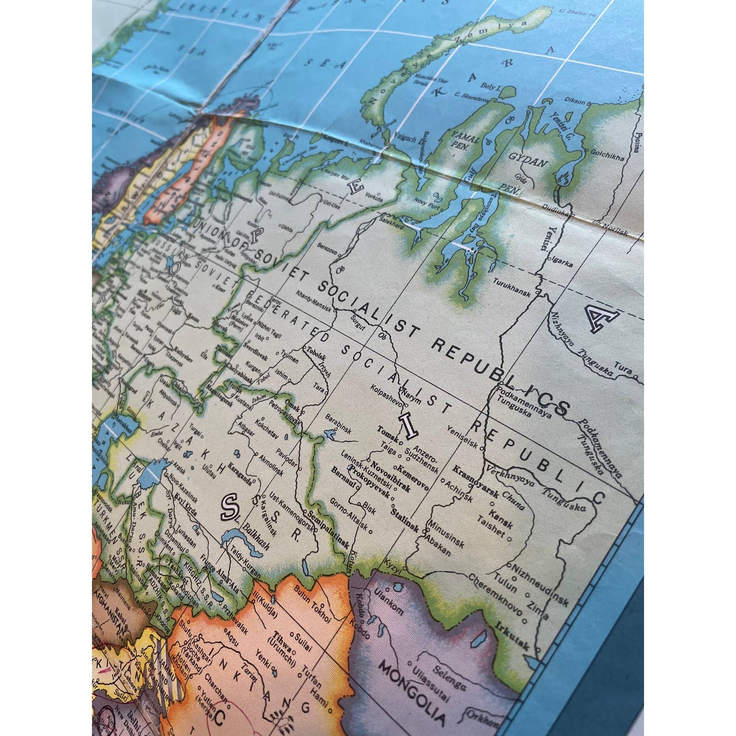 Vintage 1950's HAMMOND'S INTERNATIONAL MAP OF THE WORLD 33" x 50" FL3