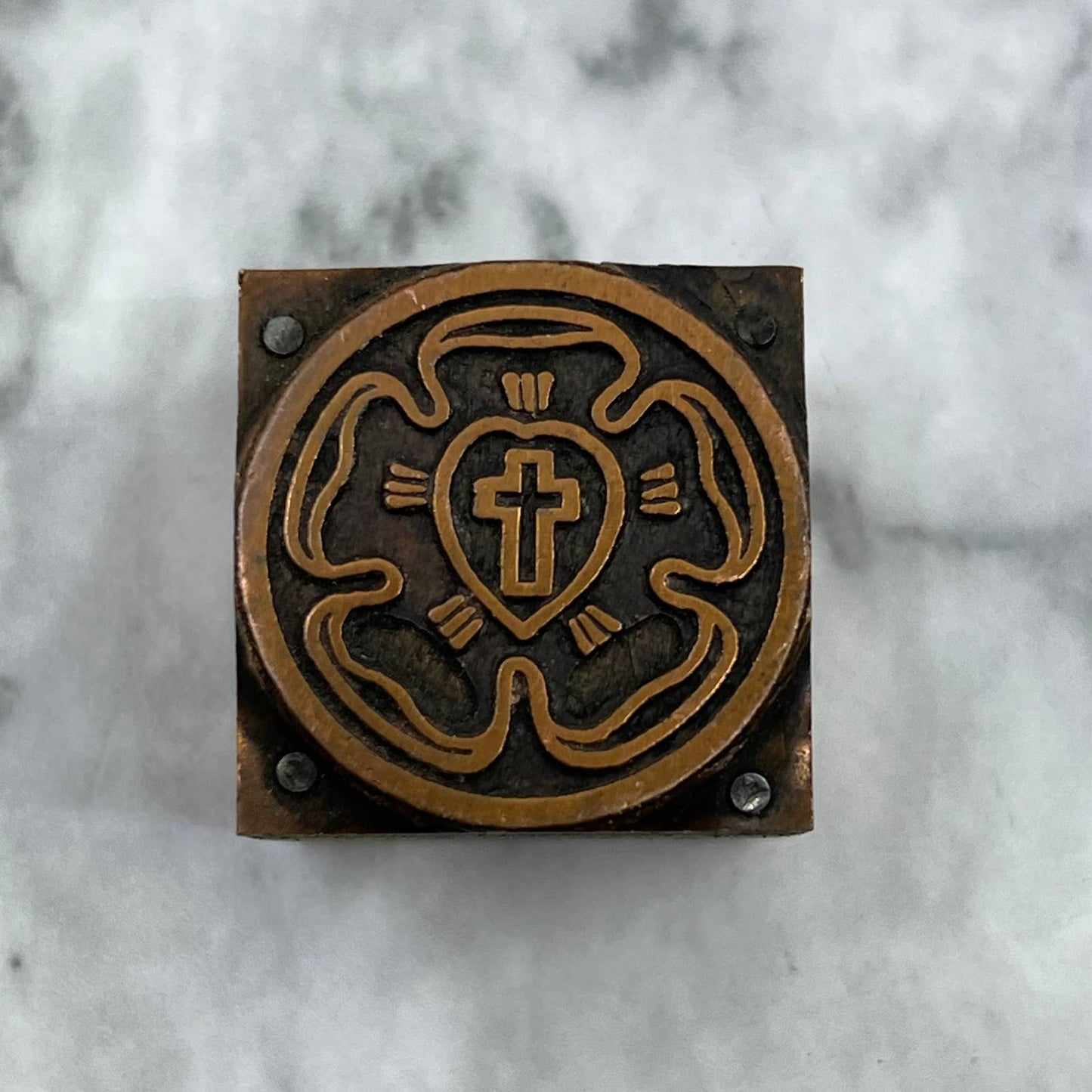 Vintage Letterpress Printers Block Plate Dr. Martin Luther College Emblem TJ512